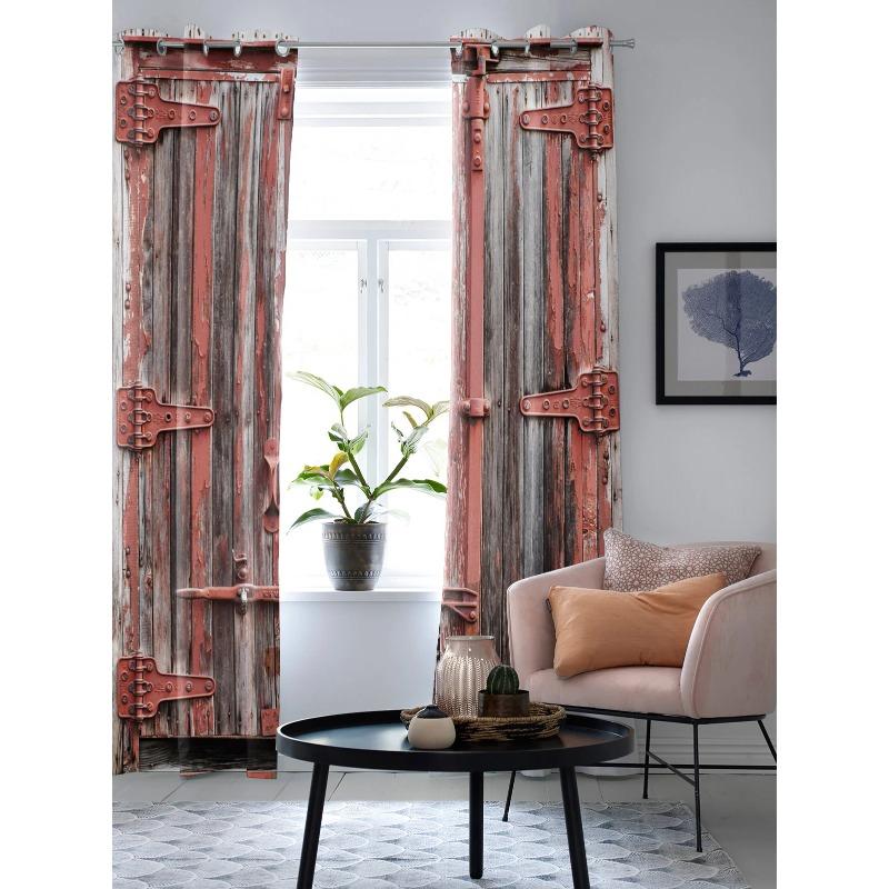 Holztürfarbe Retro Fenstervorhänge Wohnkultur Wohnzimmer Vorhänge Schlafzimmer Vorhänge Küchentür Vorhänge