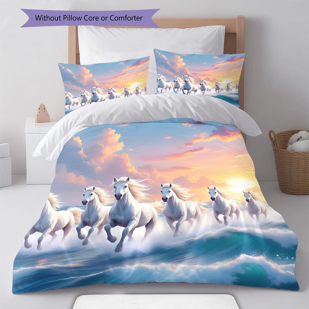 1PC Horse Bedding Quilt Set Quilt Cover Pillowcase Home Decoration Birthday Gift (1 * duvet cover + 15 * pillowcase, without core)