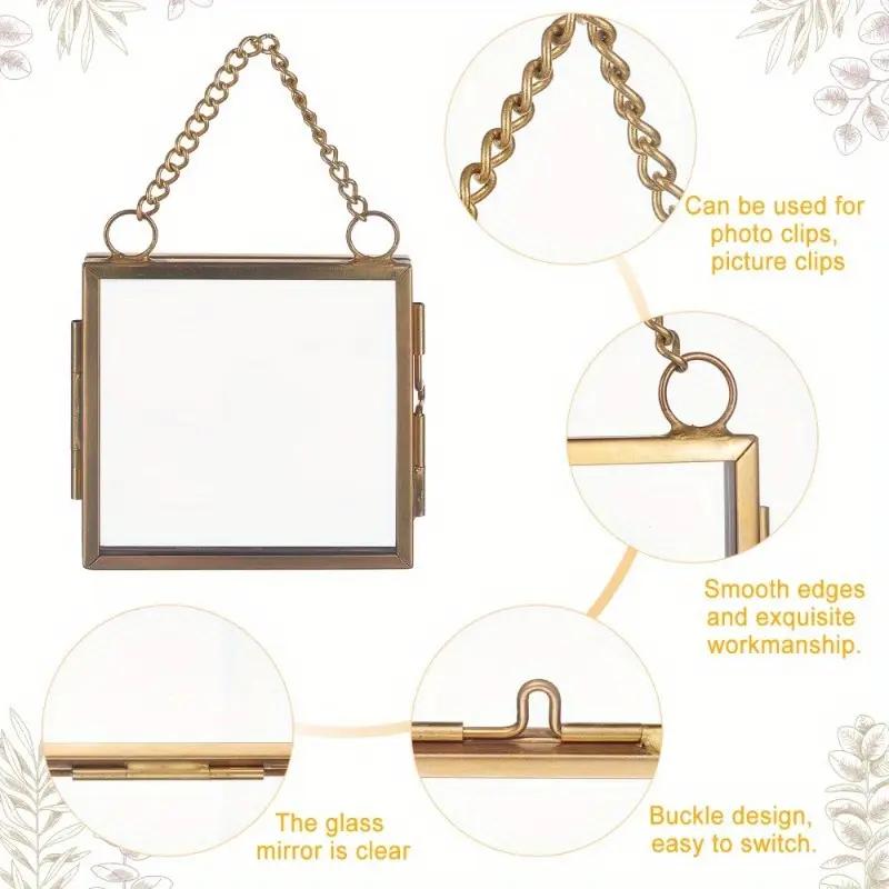 WTEMPO Vintage Mini Hänge-Fotorahmen Doppelglas-Display Elegantes Faltbares Scharnierdesign für Gepresste Blume Bild Charmante Heim-Wanddekorationen,