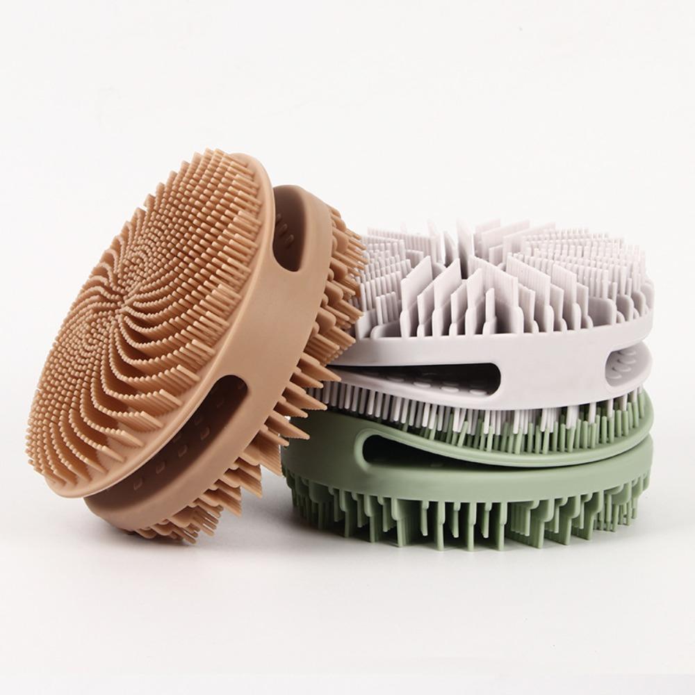 Portable Hand-operated Bath Brush Double-sided Massage Brush Silicone Bath Brush  Bathroom