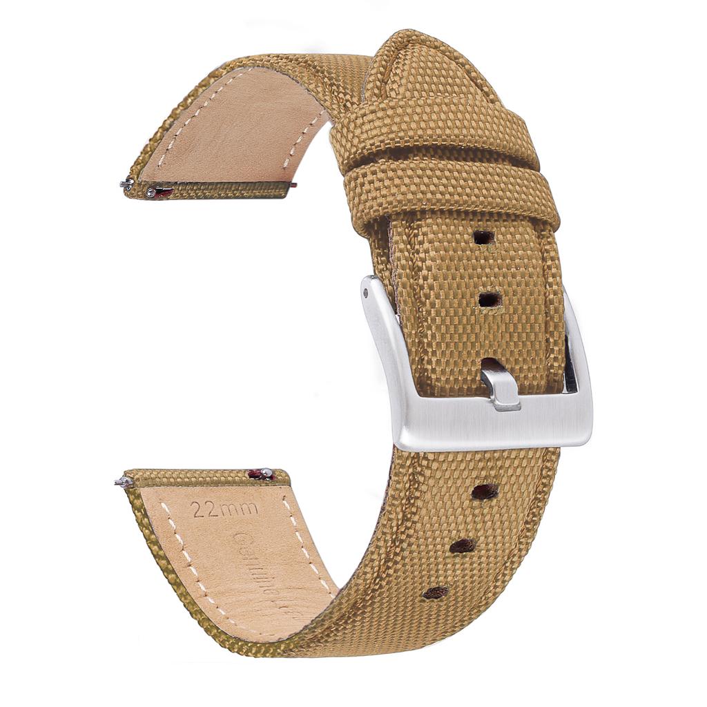 Genuine Leather Nylon Watch Band 20mm 22mm Quick Release Watch Strap for Military Rugged Thickened Ribbed Canvas Watchband Belt