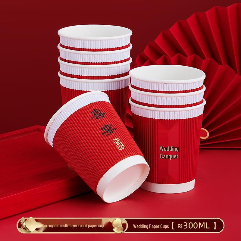 Red Wedding Double Happiness Paper Cups for Festive Celebrations