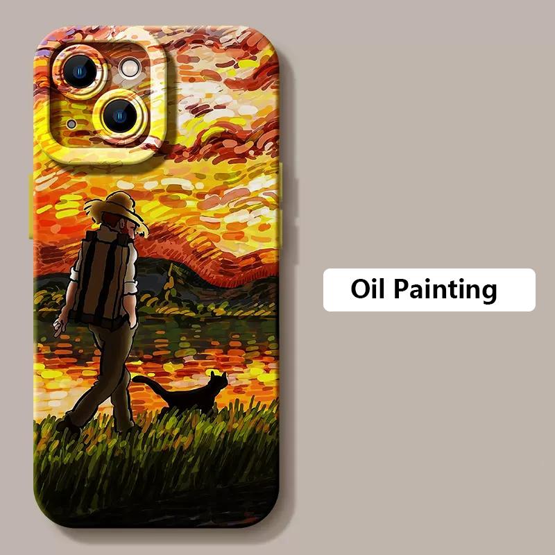 Van Gogh Oil Painting Phone Case For iPhone 17 16 15 14 13 12 11 Pro Max 16 Plus 16E 17 Air Shockproof Matte Soft Silicone Cover