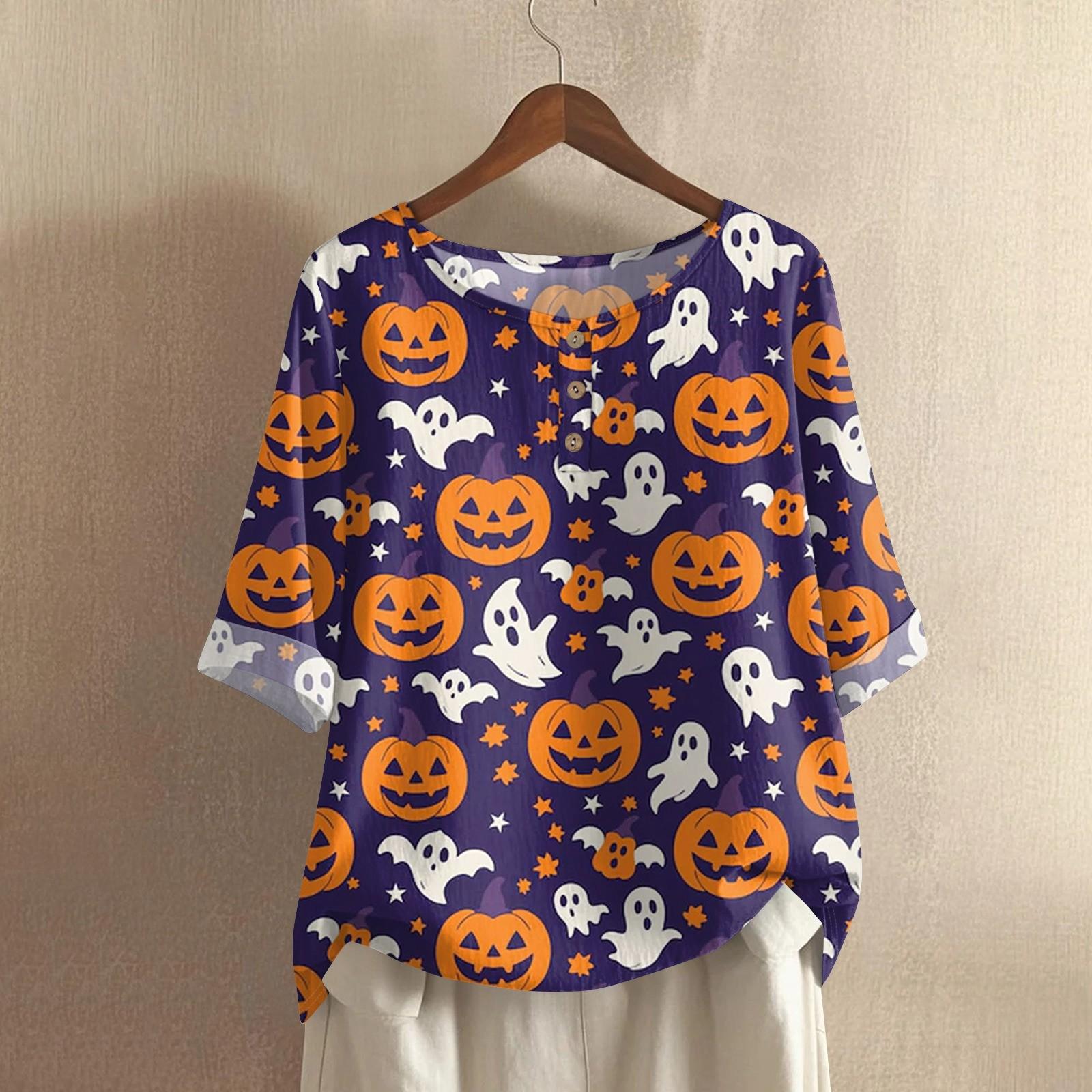 

Женская модная и повседневная рубашка с полурукавом, круглым вырезом и принтом, блузка, топ S фиолетовый