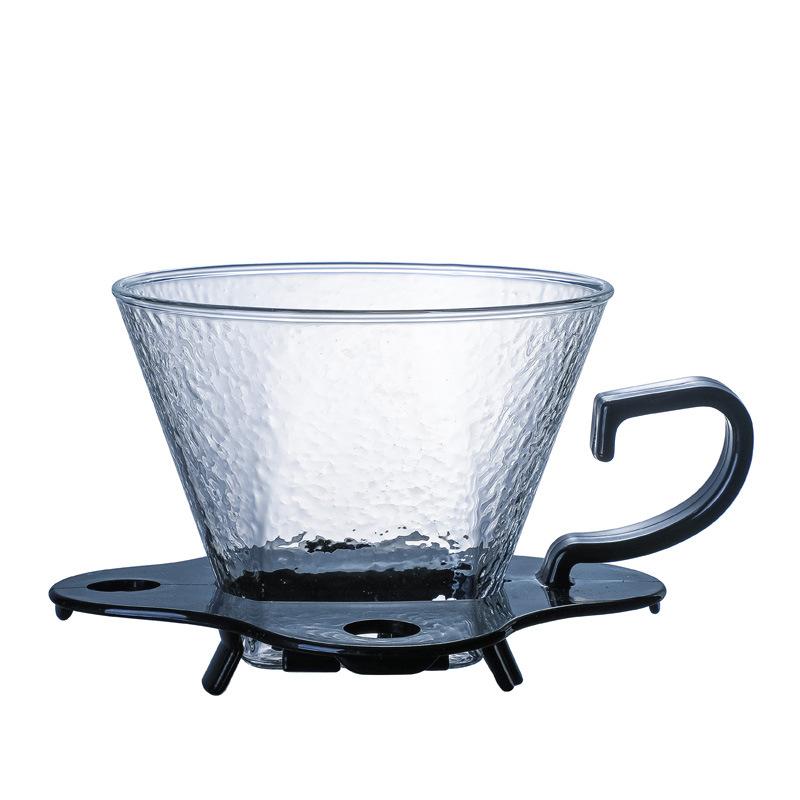 Glass coffee maker, three-hole fan-shaped filter cup for 3-4 people, hand-blown coffee funnel filter, hand-flushing utensil