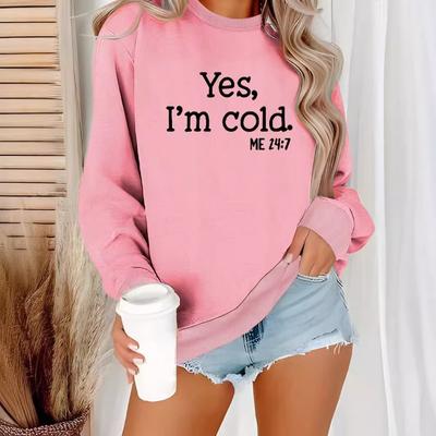 Women's Fashion Casual Fleece Hoodie Round Neck YES IM COID Printed Hoodie Boom Sweatshirt Streetwear Women Clothes Tops