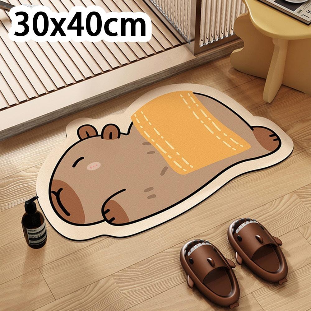 Cute Capybara Bathroom Foot Pad Absorbent Cartoon Doormat Diatom Mud Quick Drying Carpet