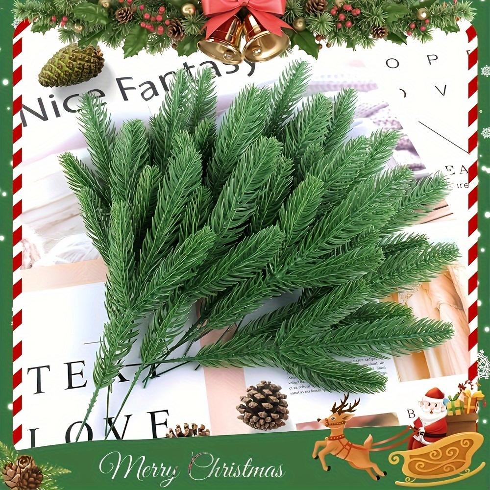 A Selection of 60 Artificial Pine Trees, with Plastic Green Pine Branches for DIY Christmas Decoration, Winter Tabletop Plants