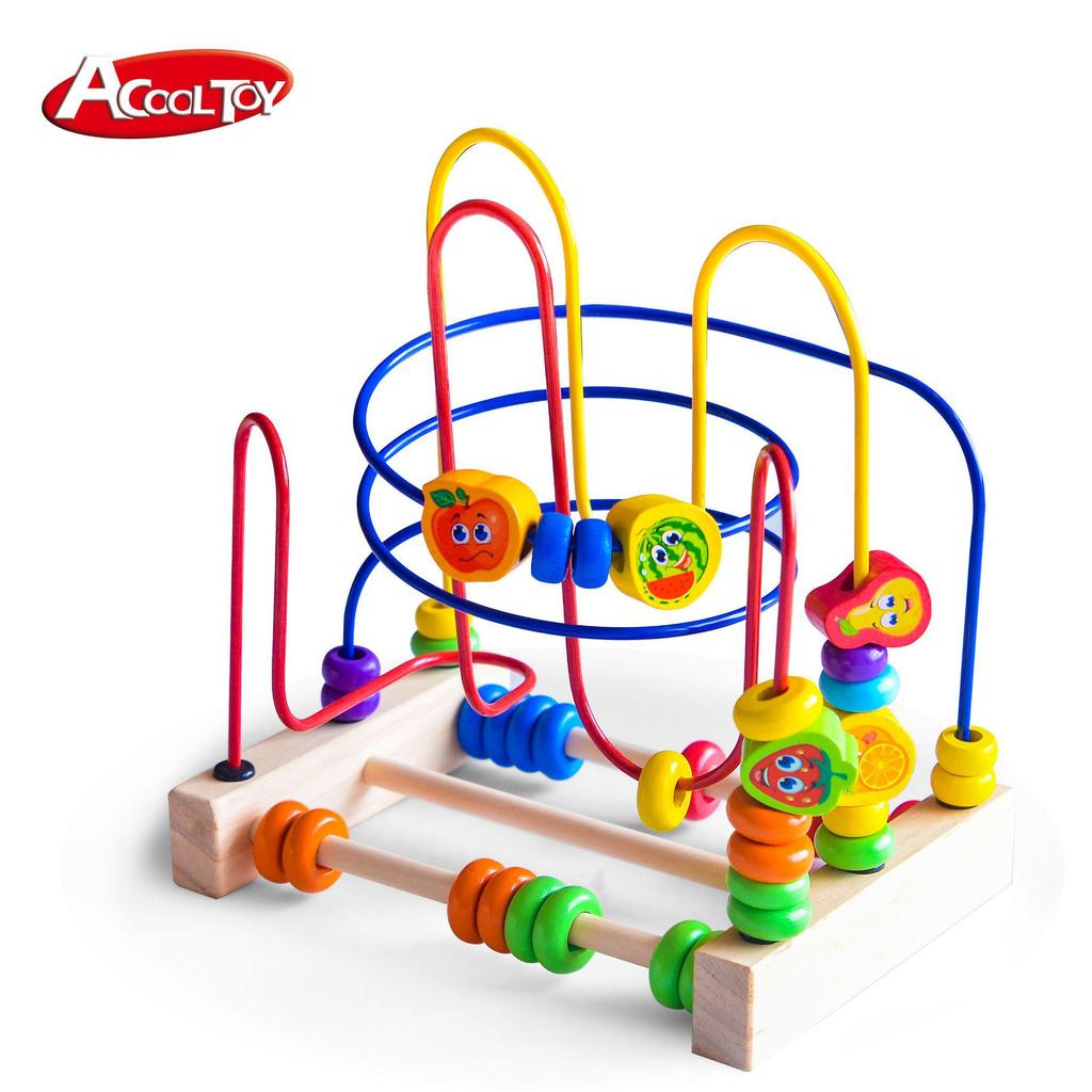 Multifunctional Wooden Early Education Maze and Bead Box for Children Ages 1-3