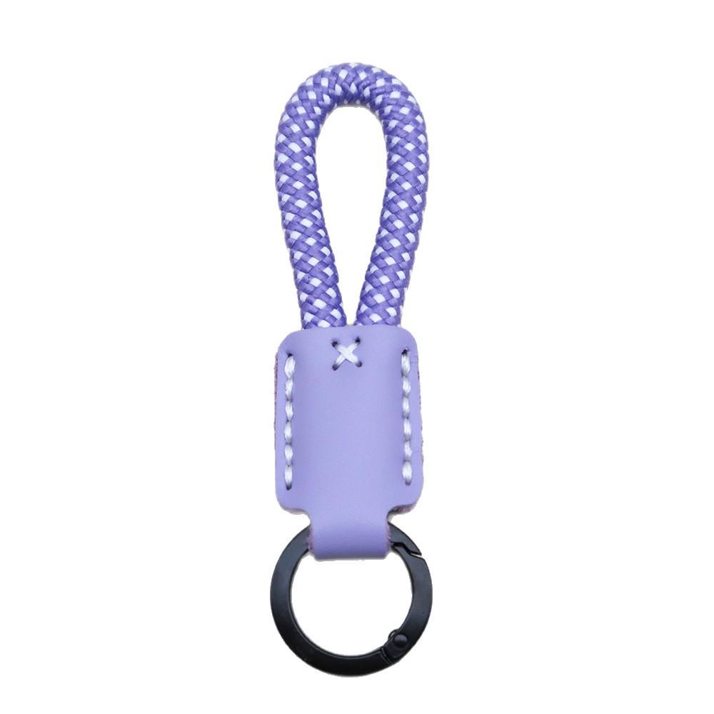 Hand-Woven Cowhide Leather Keychain Pendant with Logo Embossing - High-Quality Anti-Lost Car Lanyard