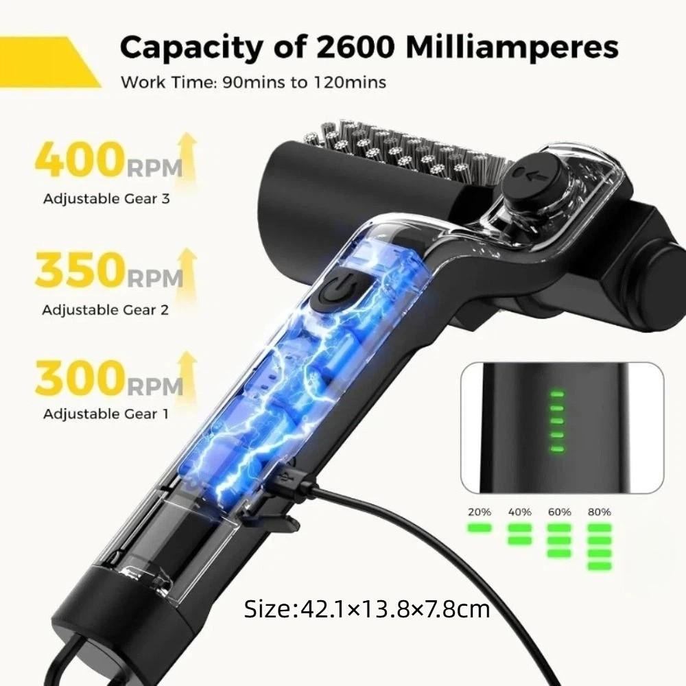 Stainless Steel Electric Wireless Rotary Grill Brush 3-Speed 180° Adjustable Wireless Grill Brush with Gloves BBQ Cleaner Brush
