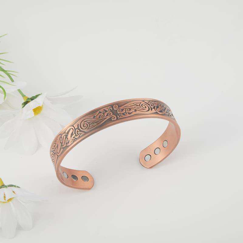 Retro Red Copper Flying Eagle Magnetic Men's Bangle Bracelet