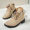 Fashion Autumn Zipper Women's Boots 2025 New Casual Lace Up Shoes Ladies Round Toe Ankle Boots Women Retro Square Heel Botines Mujer