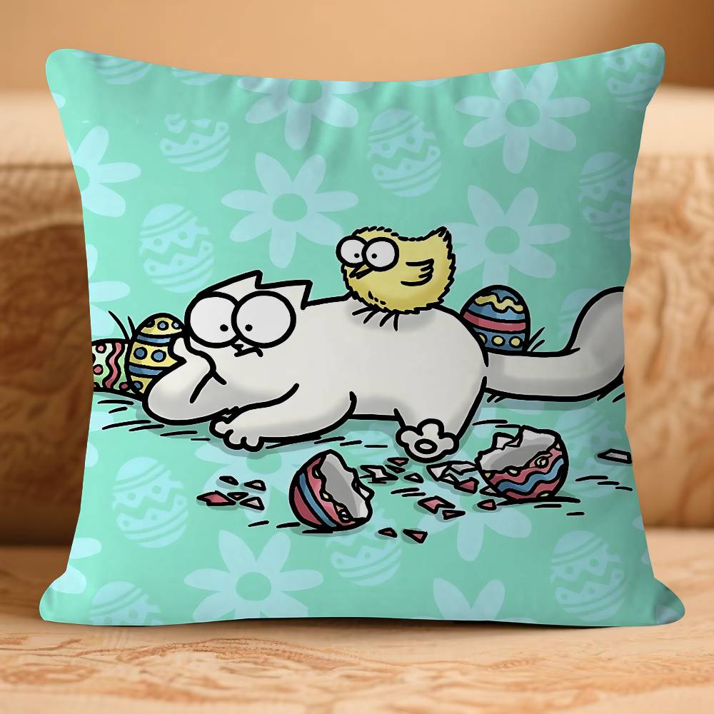 Cartoon-SIMONS CATS Pillow Case Removable Washable Cushion Cover – All-Season Soft Linen