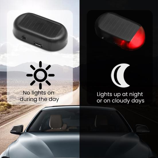 Car Interior Lights Solar Anti-Theft Warning Light Rechargeable Energy-Saving Car Snow Removal Device for SUV Sedan Off-Road