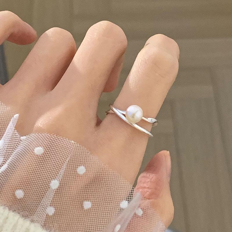 

Коллекция корейских колец из стерлингового серебра 925 пробы с жемчугом для женщин - Элегантные, штабелируемые, универсальные украшения для повседневной носки