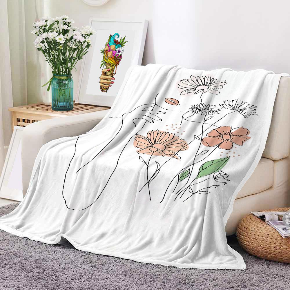 Mondrian Art Digital-printed Polyester Bedroom Velvet Flannel Soft Sofa Cover Blanket Fleece Soft Sofa Cover Blankets for Beds