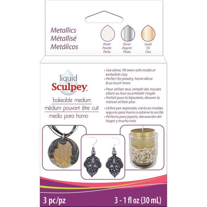 Argile liquide à cuire - Pour création de bijoux - Couleur métallique - 3 flacons 30ml