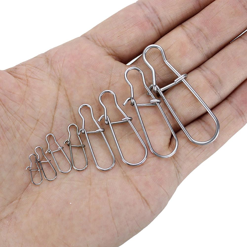 100pcs Fishing Snaps Clip 0#-8# Stainless Steel Fishing Clips Swivels Fishing Tackle For Trout Baits Pike Bass