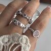 925 Silver Rings for Women Couple Minimalist Handmade Blue Pink Stone Shinning Ring Fine Jewelry Gift Prevent Allergy