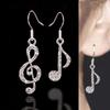 Fashion Crystal Rhinestone Music Ear Stud Earrings With Elegant Silver Finish