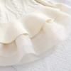 Girls' Fashion Long-Sleeved Shirt Collar Patchwork Tiered Skirt Colour Dress