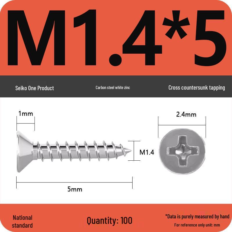 Iron Galvanized Phillips Flat Head Self-Tapping Screws - Countersunk M1 To M4