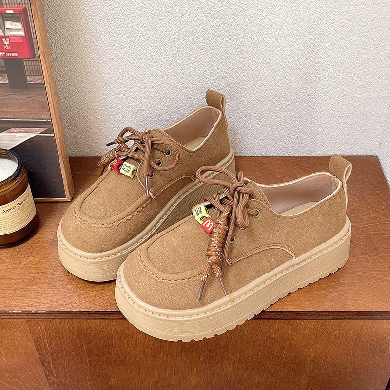 Internet celebrity lazy wind lace-up single shoes fashionable and comfortable niche small retro single shoes women 2025 spring and autumn new