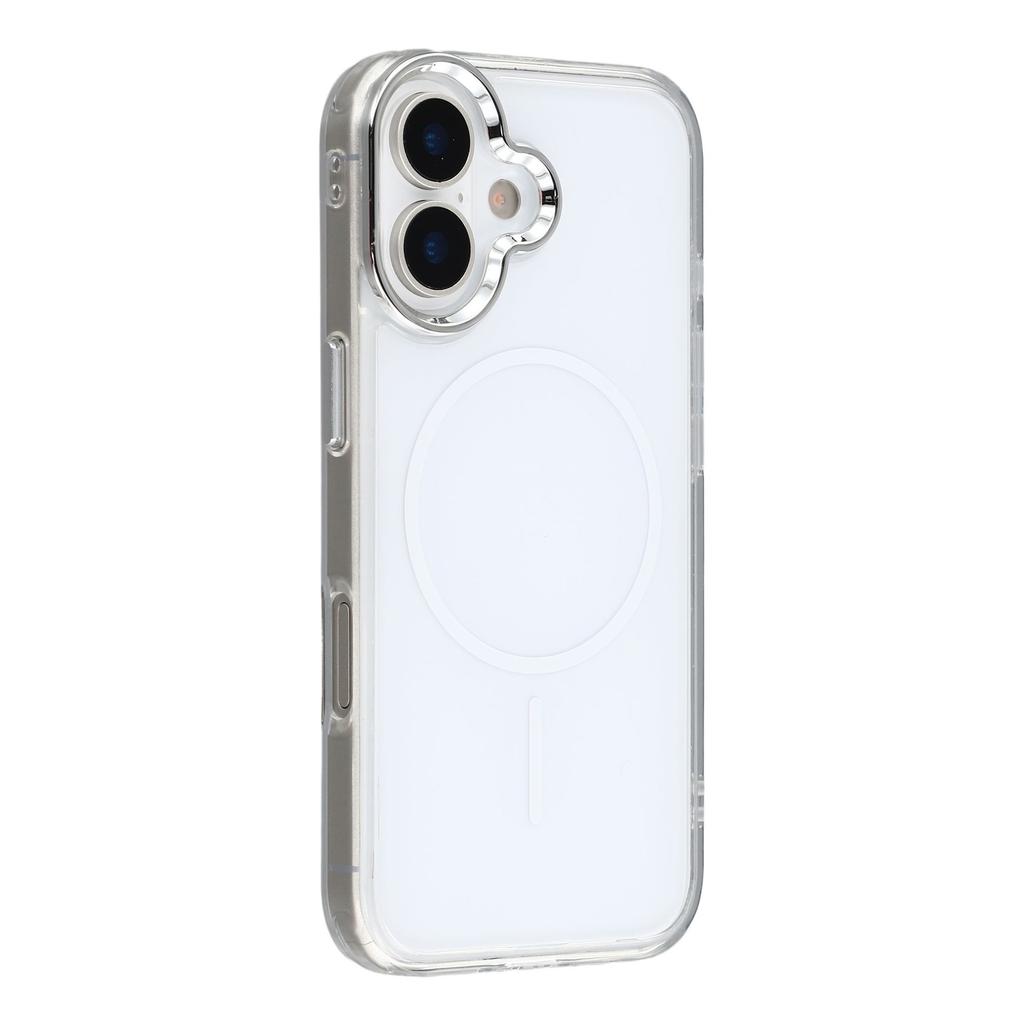 For iPhone 16 Magnetic Case Electroplated Camera Frame TPU Acrylic Anti-drop Phone Back Cover Compatible with MagSafe