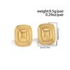 Salircon Vintage Luxury Stainless Steel Square Stud Earrings Women Temperament Elegant 18K Gold Plated Geometric Earring Jewelry