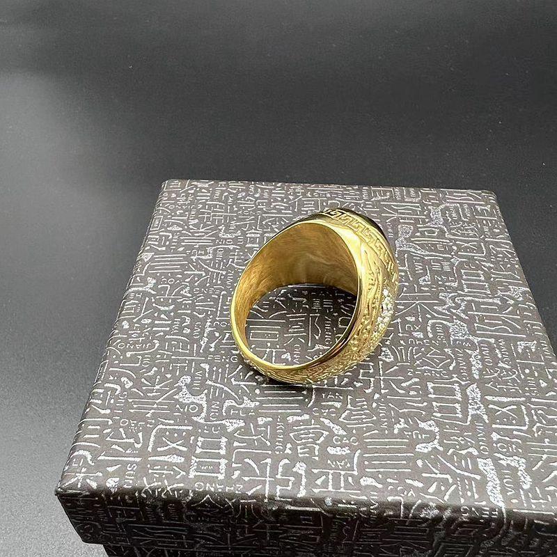 Stainless Steel Hip-hop Gold-plated Rhinestone Cat Eye Stone Men's Ring