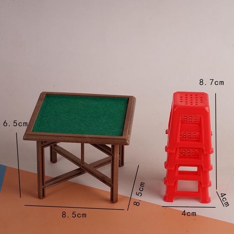 1:12 Dollhouse Dollhouse Mini Chess And Card Props Mahjong Table Chair Model Ornament Play House Toy