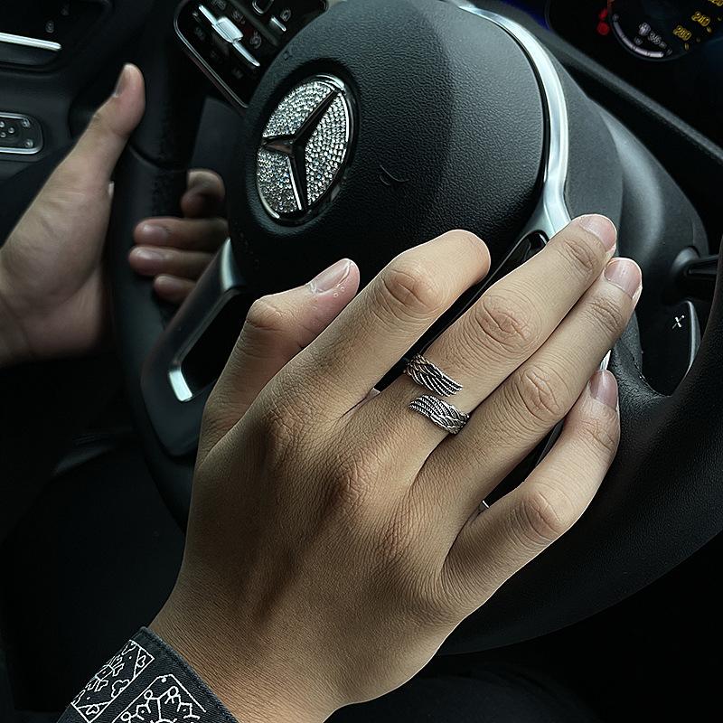 Retro Angel Wings Creative Ring For Men Women Punk Gothic Open Ring Handmade Designer  Unisex Accessories Gift For Lovers