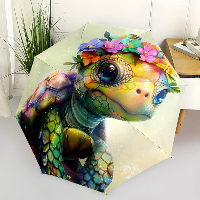 1pc Animals: rabbit, cat, deer Umbrella Portable Folding Umbrella Iron Frame Hole Bone Structure Outdoor Home Umbrella