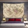 Vintage World Map Two Hemispheres Design Patterned Tapestry for Bedroom and Living Room Home Decor Sofas