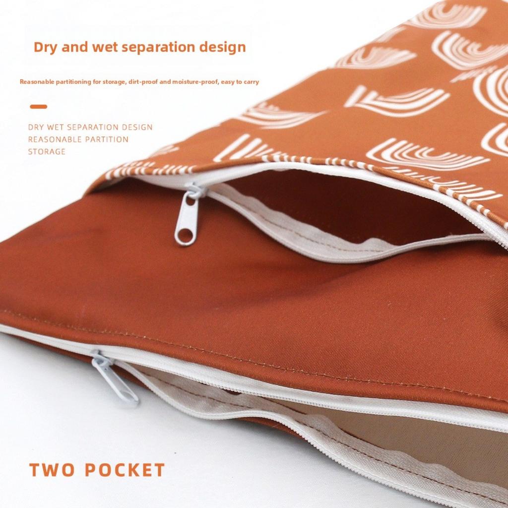 Waterproof Reusable Cloth Bag with Zipper Pocket and Handle - Fashionable Sun Burst Design, Suitable for Beaches, Swimming Pools, Gyms, Yoga