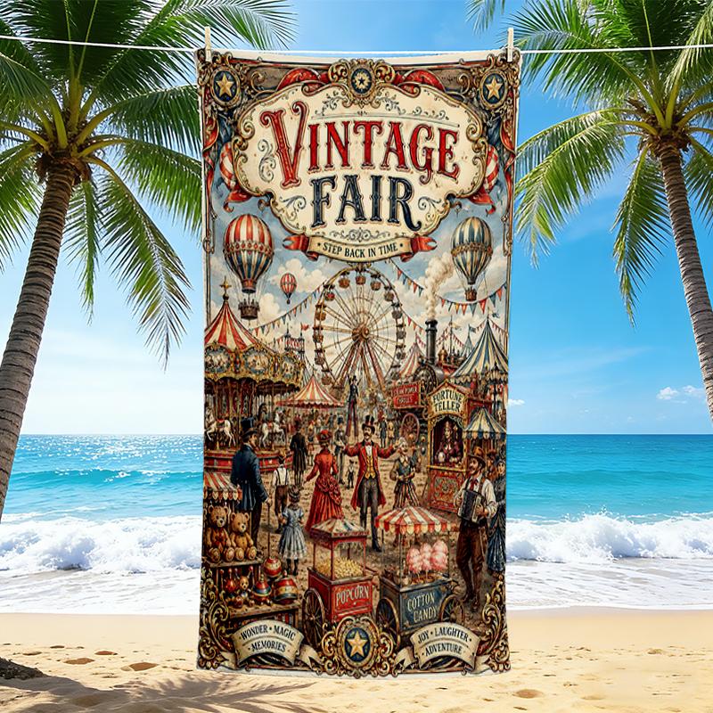 1Pc Vintage Fair Fantasy Beach Towel Quick Dry Multiuse For Beach Pool Gym Yoga Home Travel Christmas Halloween Xmas Gift S1172