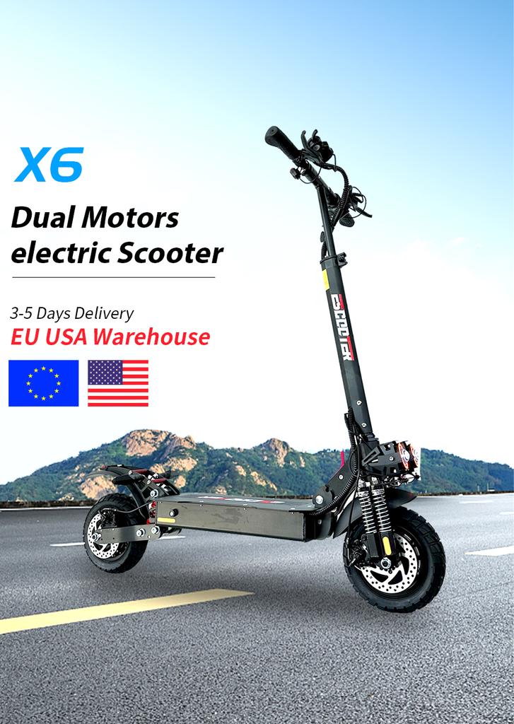 2026 New X6 NFC Off-Road Dual-Wheel Fast Electric Scooter, 2400W48V21AH, 10 Inch with Suspension