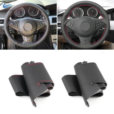 Pour BMW Série 5 6 E60 E61 Touring E63 Coupé E64 2003-2010 Intérieur de Voiture Couvre Volant Tressé à la Main Garniture en Cuir Perforé