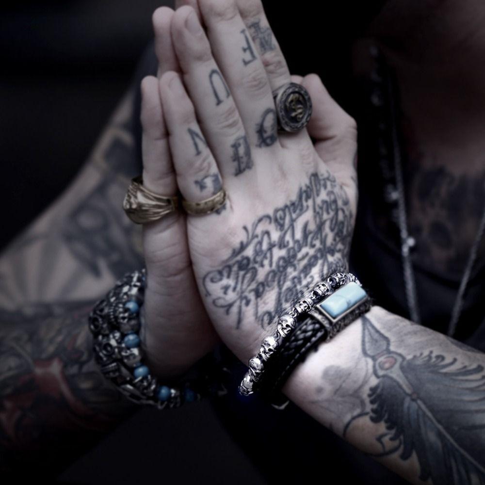 Jewelry Accessories Skull Beaded Bracelets Zinc Zinc Alloy Jewelry Accessories Punk Men Hand Ring  Gift