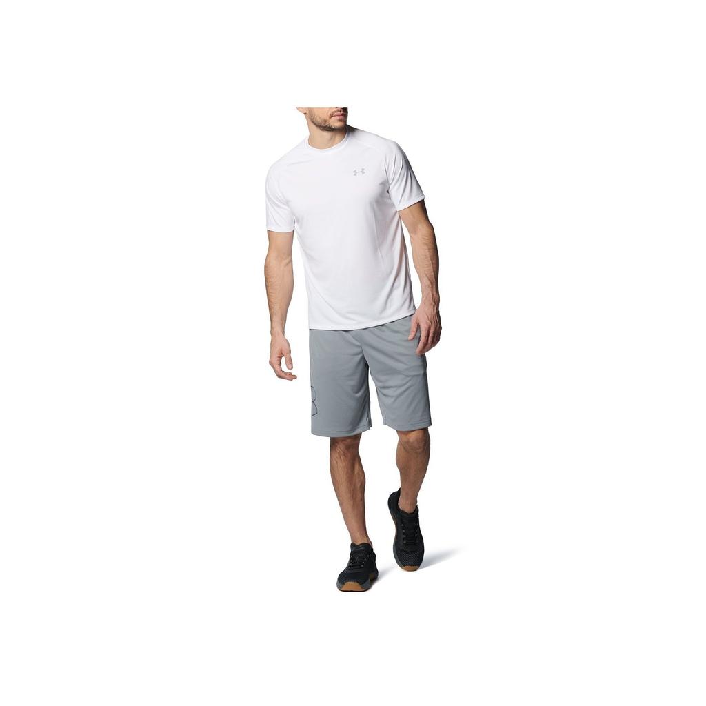 Under Armour UA Tech Logo Pattern Sports Casual Crew Neck Short Sleeve T-Shirt Men Tops White 1358553-100