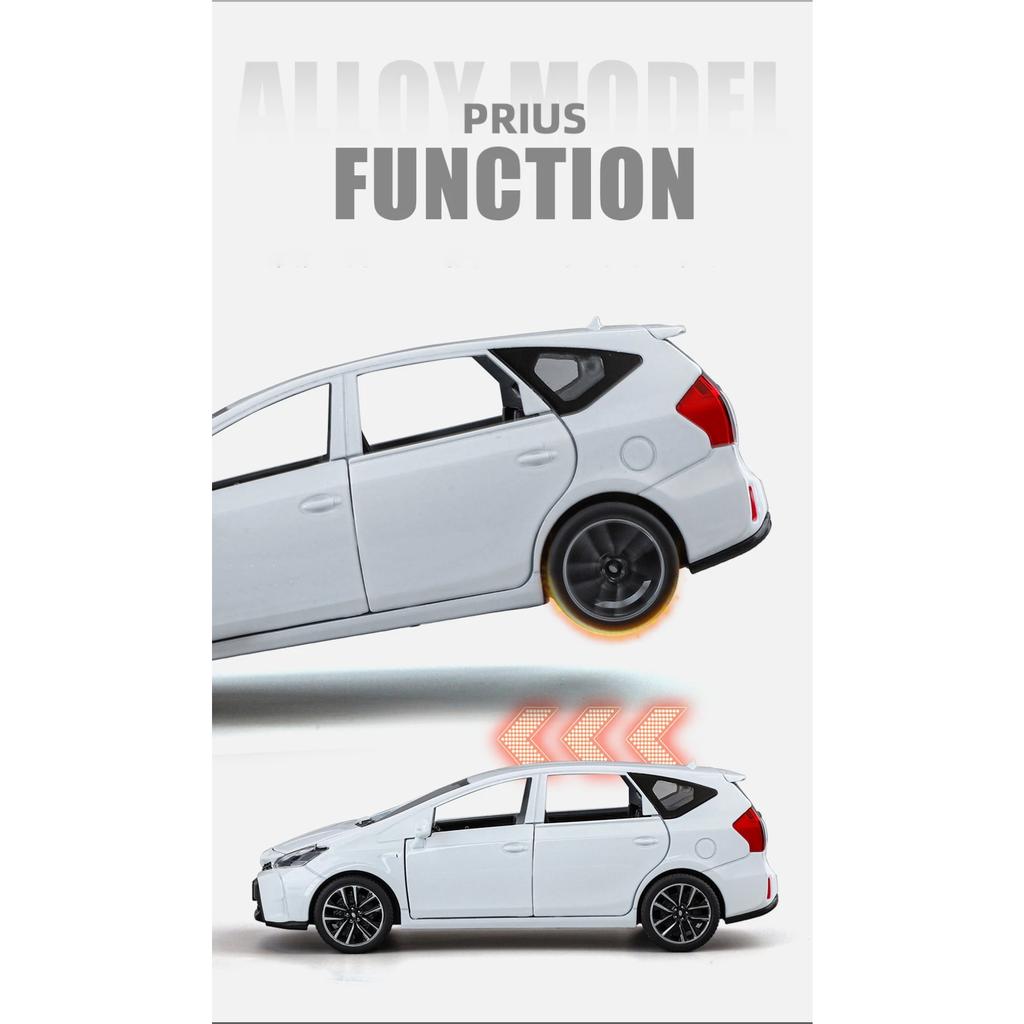 1/32 TOYOTA PRIUS Alloy Car Model Diecast Metal Vehicles Car Model Sound and Light Simulation Collection Childrens Toy Gift