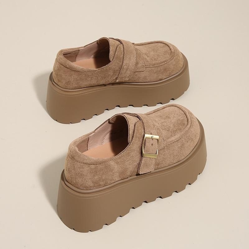 All-inclusive spring new small leather shoes retro fashion platform muffin sole casual Boken single shoes