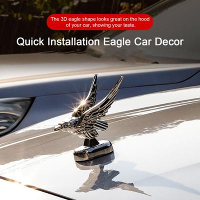 3D Eagle Car Hood Ornament Self-Adhesive Cool Universal Automotive Auto Truck Front Hood Animal
