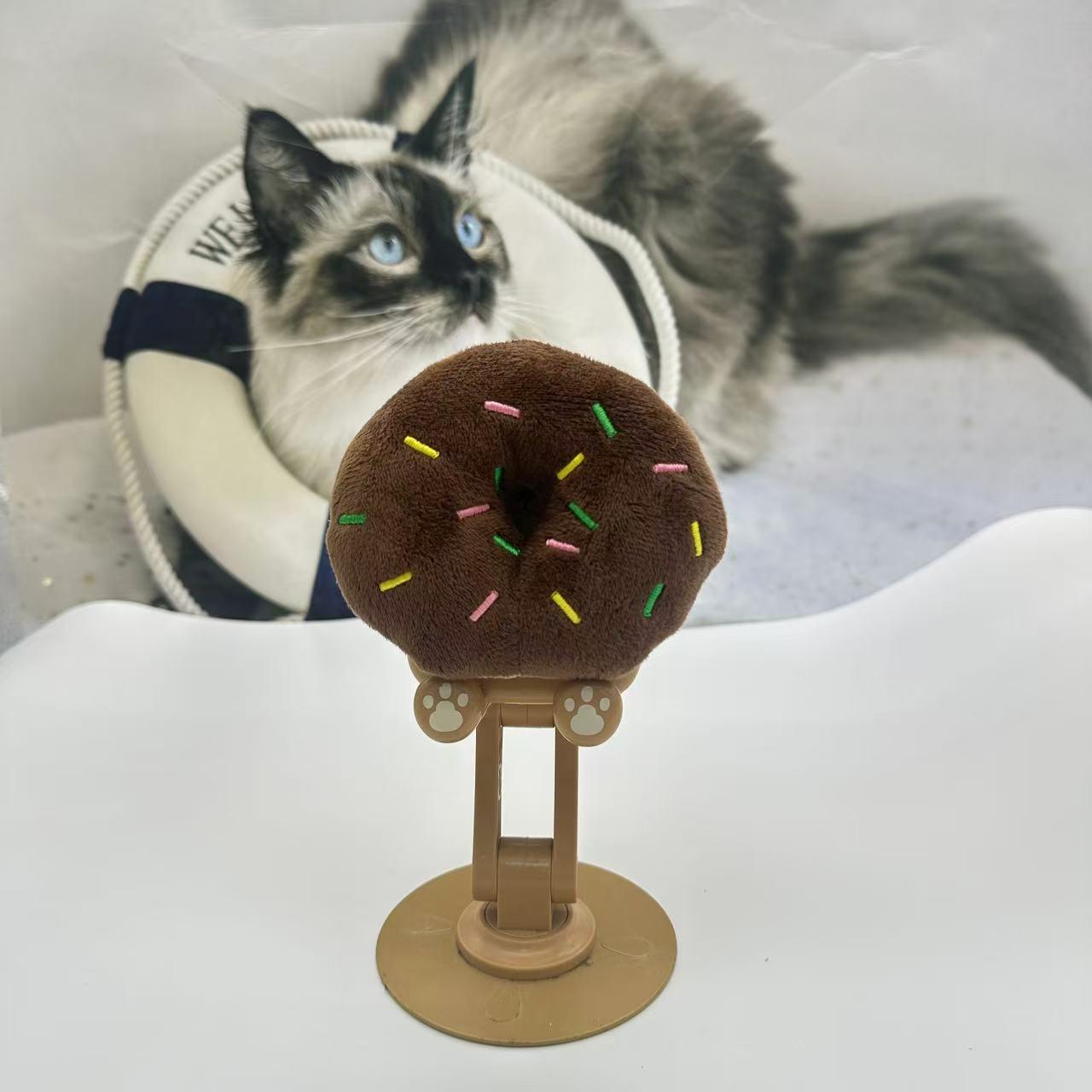 

Cute Plush Pet Chew Toy - Squeaky Chicken Leg, Donut, Fruit & Bone Design