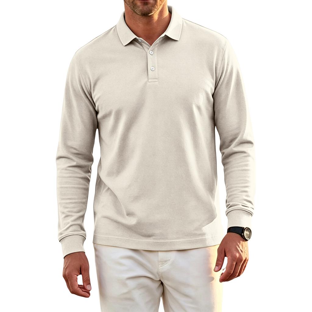 Men's Long Sleeve Golf Polo Shirt Casual Breathable Quick Dry Mesh Fabric Lightweight Comfortable Fit Sportswear