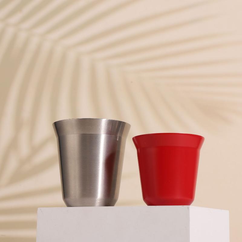 Tazza da Caffè Espresso in Acciaio Inossidabile da 80/160 ml Portatile a Doppio Strato Tazza da Tè per Bevande da Ufficio Mini Tazza da Whisky Vino