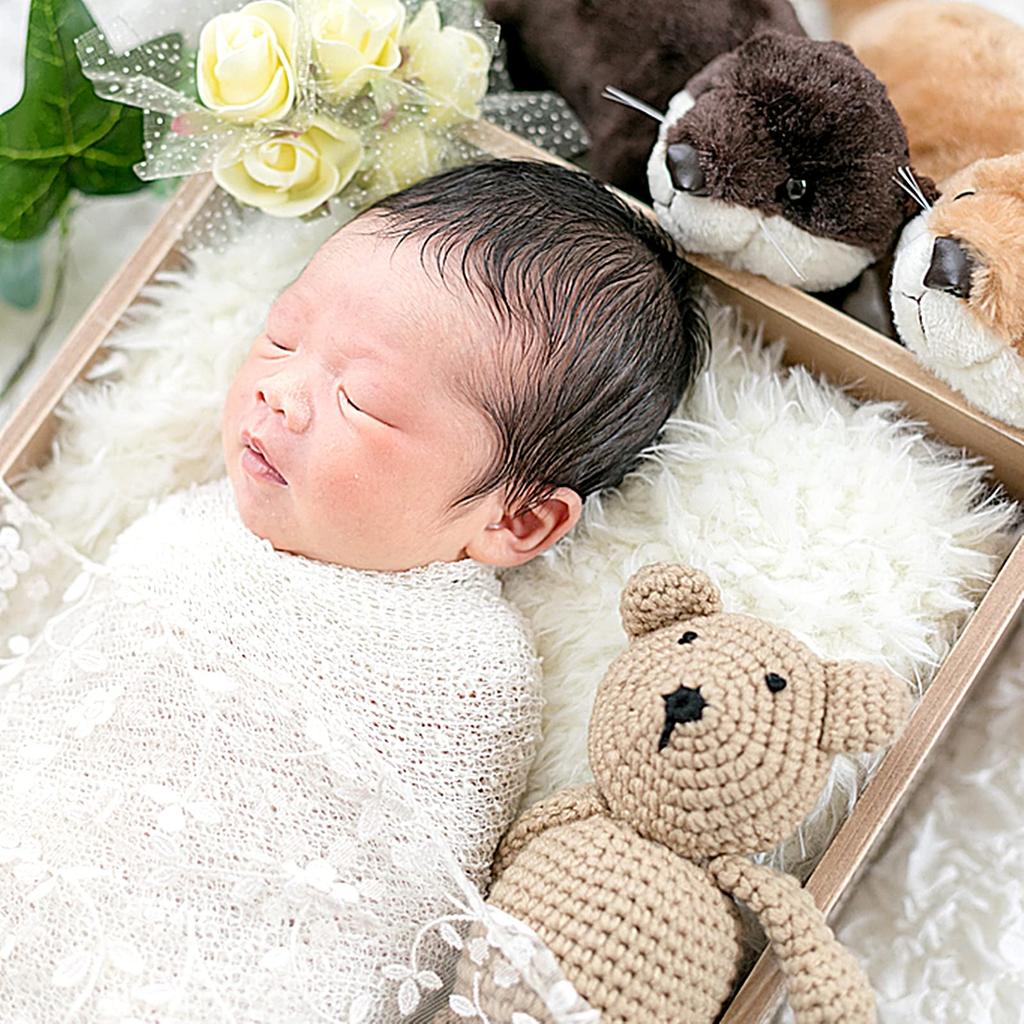 Baby Nyfødt Nyfødt Nyfødt Foto Sovende Kunst Kostyme Fotoshoot Strikket Lue Kosedyr Kigurumi Babyshower Første Barnebarn Sett [TradeWind]