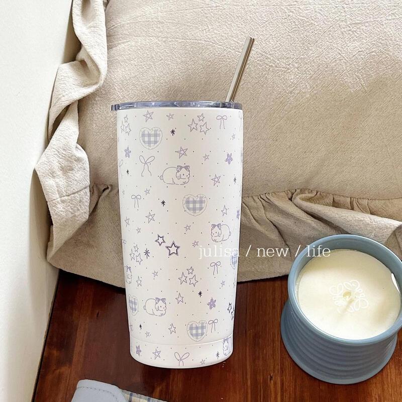 Baby Pink Floral Rabbit & Pet Insulated Straw Bottle