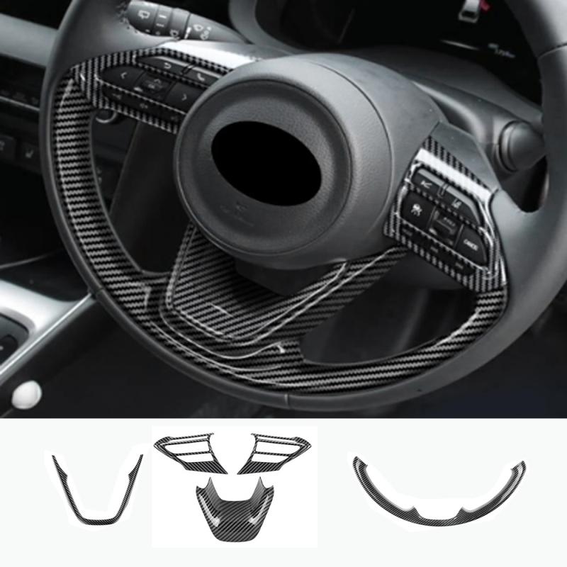 For Toyota Yaris /yaris Cross    CarbonFiber Car Steering Wheel Panel Cover Trim Decorate Frame Sticker Accessories